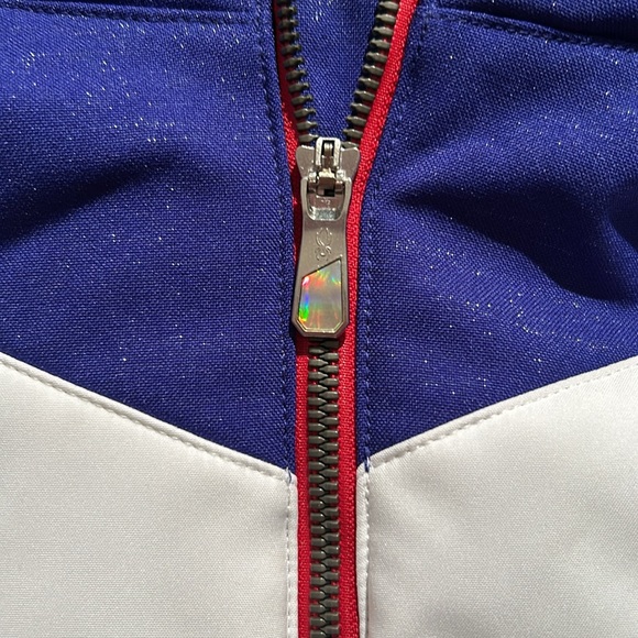 SPYDER Girls Lola Ski Jacket Red Blue Winter Jacket w Faux Fur Hood NWT $180 - Picture 3 of 9